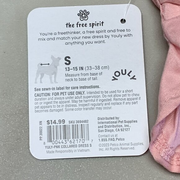 Youly Pet Dog Dress Orange & Pink With Collared Neckline & Puffy Sleeves - Picture 4 of 4